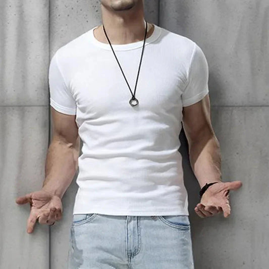 Mens Muscle Shirts Bodybuilding Slim Fit Tshirt for Men Workout Fitness Casual Shirt Quick Dry