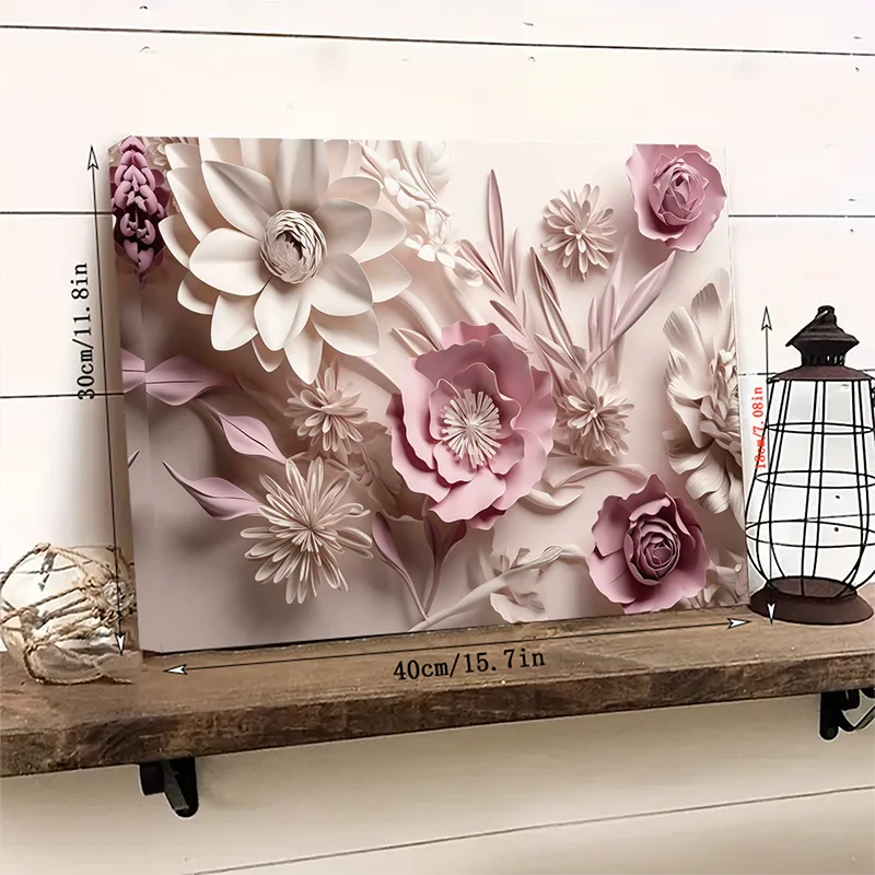 Charming Pink Floral Canvas Wall Art with Wooden Frame - Ideal Home Decor for Bedroom, Living Room & Office