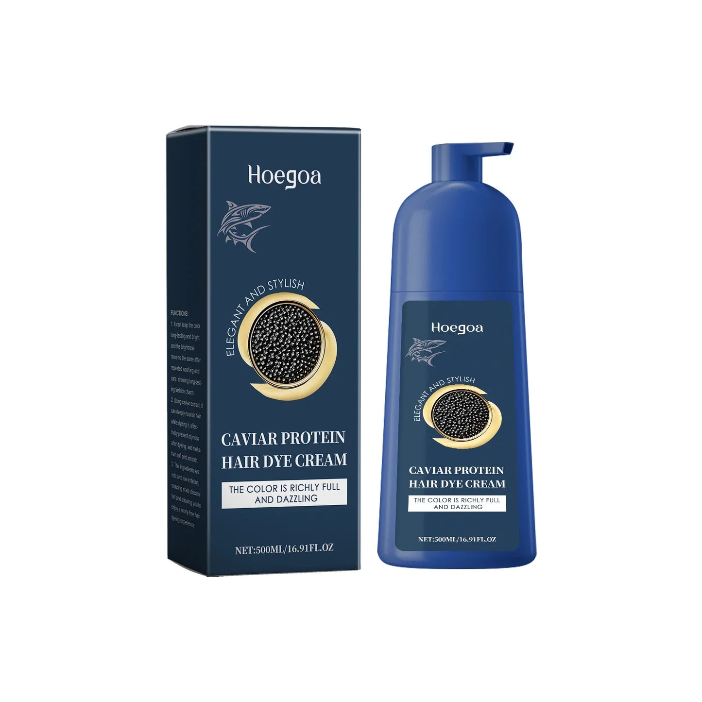 Caviar Protein Hair Dye Shampoo Gray White Hair Color Treatment Smoothing Nourishing Fast Natural Herbal Color Hair Cream 500ml