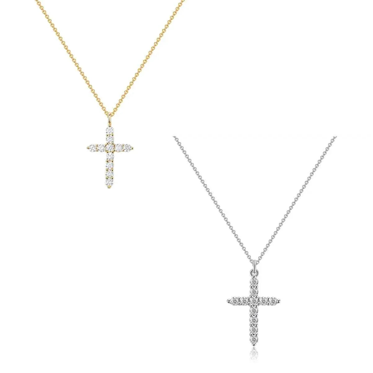 SUNSLL Cubic Zircon Rotatable Crown Cross Pendant Necklaces Classic Stainless Steel Chain Banquet Party Jewelry For Women Men