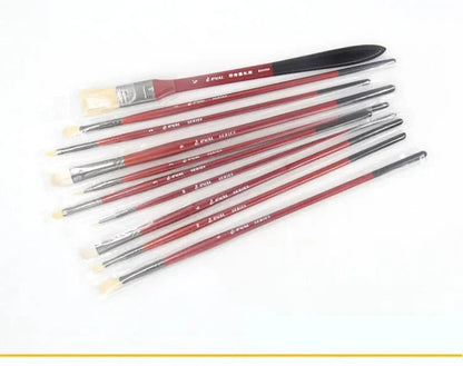 10 multi-functional artist paint brushes Bristle, wool, nylon hair Birch short rod acrylic oil painting gouache pens paint brush