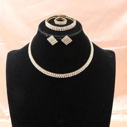 4Pcs/set Bridal Jewelry Set Necklace Bracelets Ring Earrings Set Super Gorgeous Luxury Shiny Fashion Jewelry Party Gift
