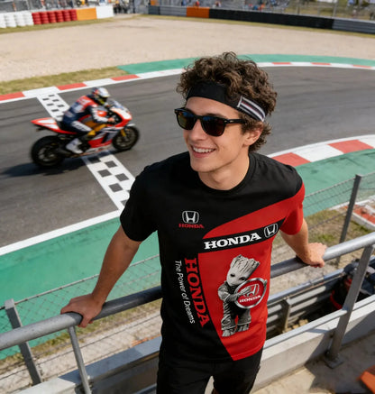 Honda Mens Tshirt In Black And Red Fashionable Street Style Cool And Cute Commuting Sports And Leisure Gatherings And Fun Exhibi