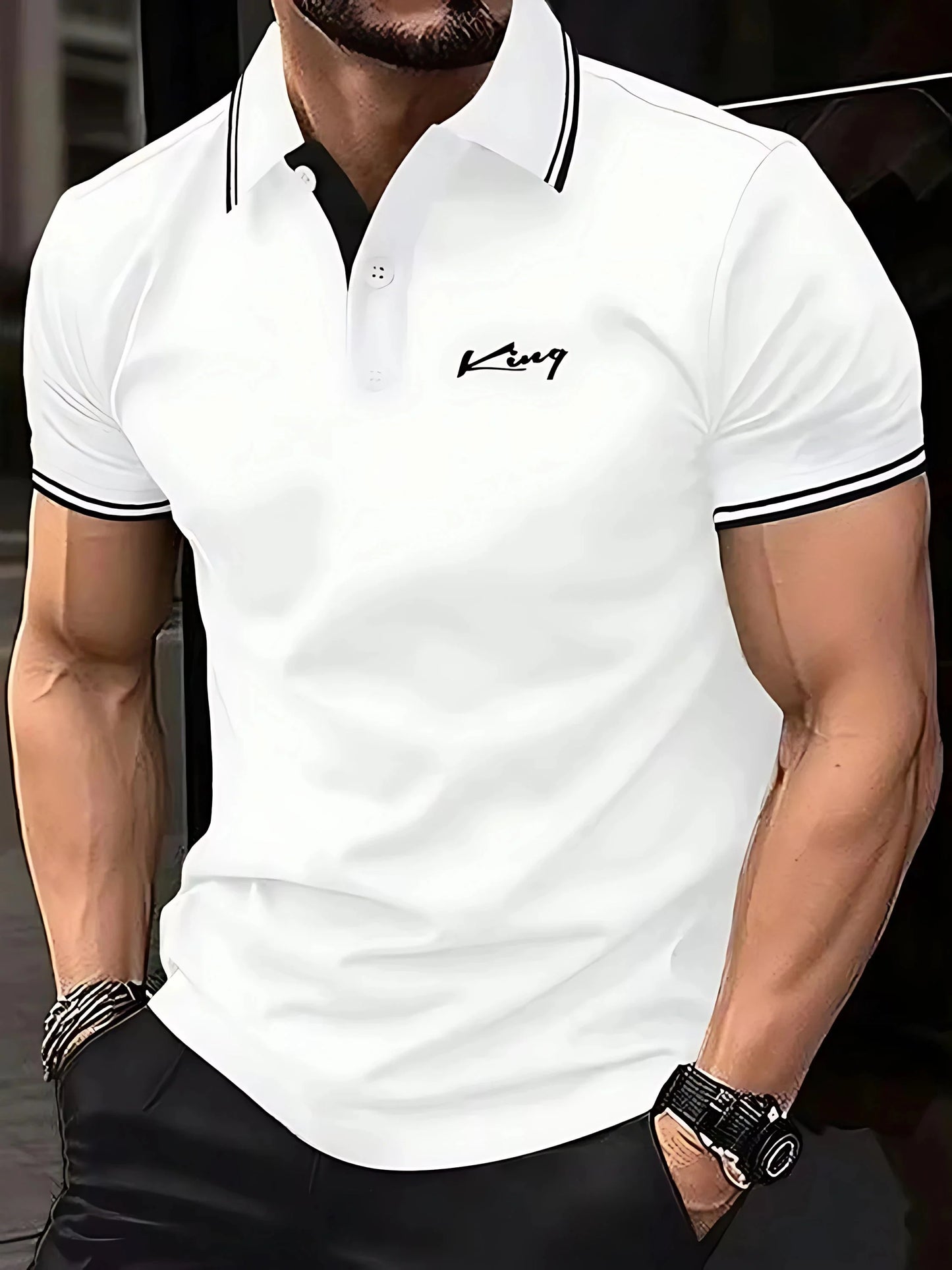 The 2025 summer new men's POLO shirt is breathable sweat-absorbent casual and simple with letter print for men