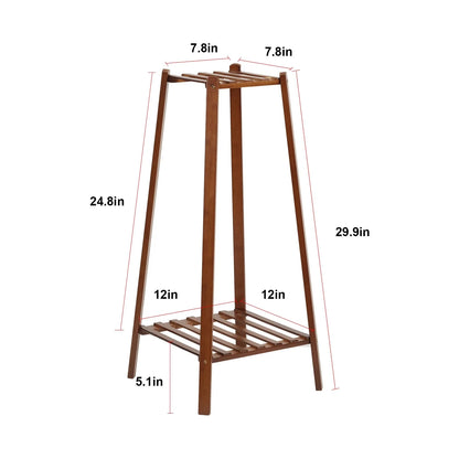 Tiered Bamboo Plant Pot Holder Tall Plant Display Shelf Flower Stand Indoor