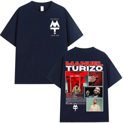 Rapper Manuel Turizo 201 Tour 2025 Men's and Women's T-shirts, Oversized Hip-hop Style Short-sleeved Cotton Casual T-shirts