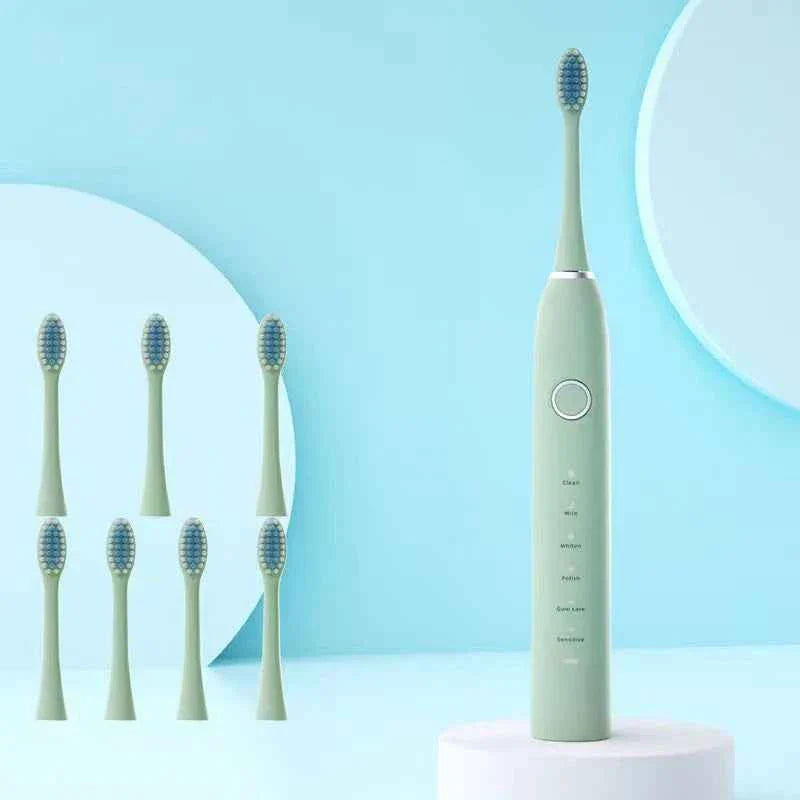 6 Modes Electric Sonic Toothbrush USB Rechargeable for Adults Ultrasonic Tootbrush with 4/8 Replacement Heads Smart Timer IPX7