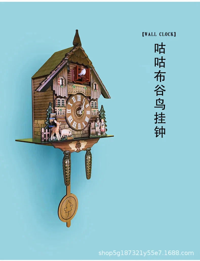 Wooden Hanging Wall Clock Bird Alarm Clock Cuckoo Clocks For Home Decoration Quartz Watch Decorative Home Decor