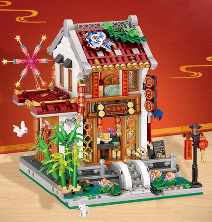LOZ 1923 Street View Lantern Festival Pavilion Building Block Set