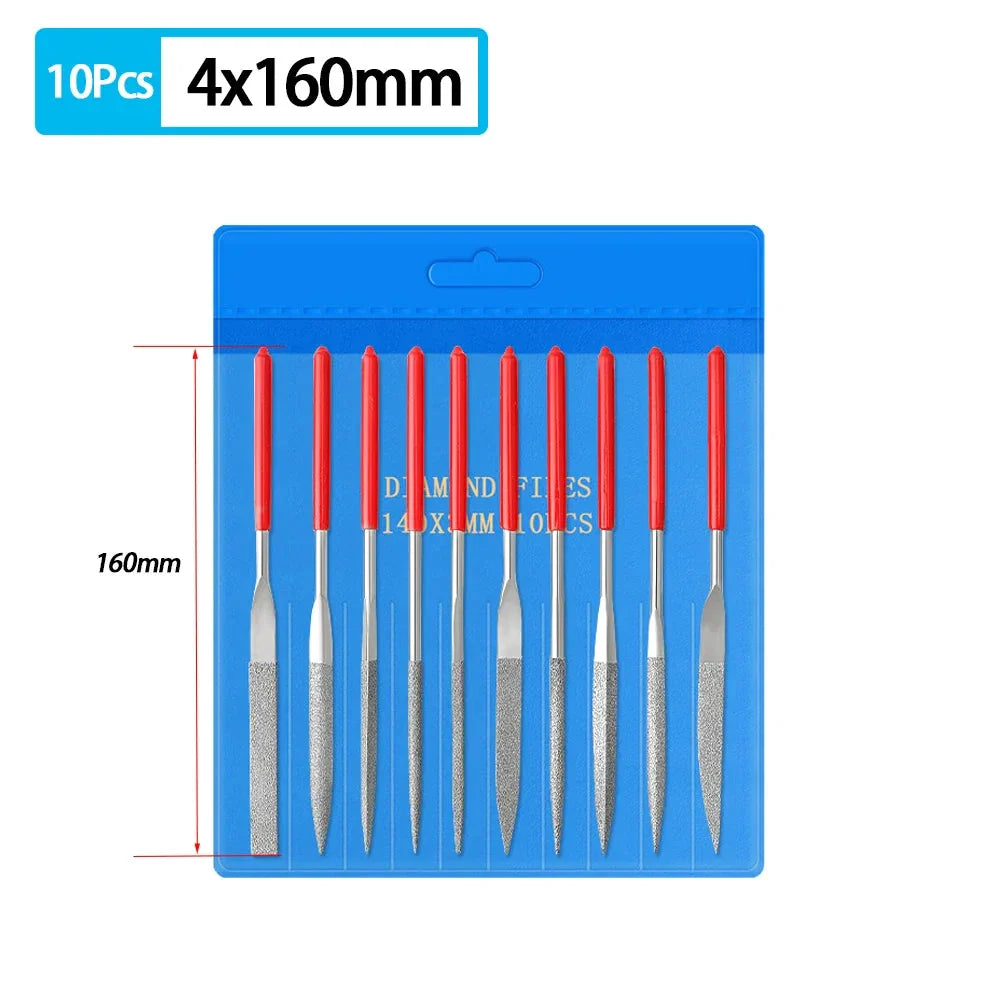 Diamond Mini Needle File Set for Carpentry Jewelry Stone Glass Metal Ceramic Polish Carving DIY Craft Woodworking Hand Tools