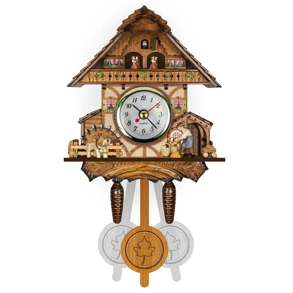 Forest Tower Wood Pendulum Vintage Clocks Vintage Silent Wood Wall Clock Wooden 3D Chiming 3D Chiming Clock Housewarming Gift