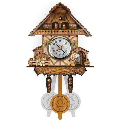 Forest Tower Wood Pendulum Vintage Clocks Vintage Silent Wood Wall Clock Wooden 3D Chiming 3D Chiming Clock Housewarming Gift