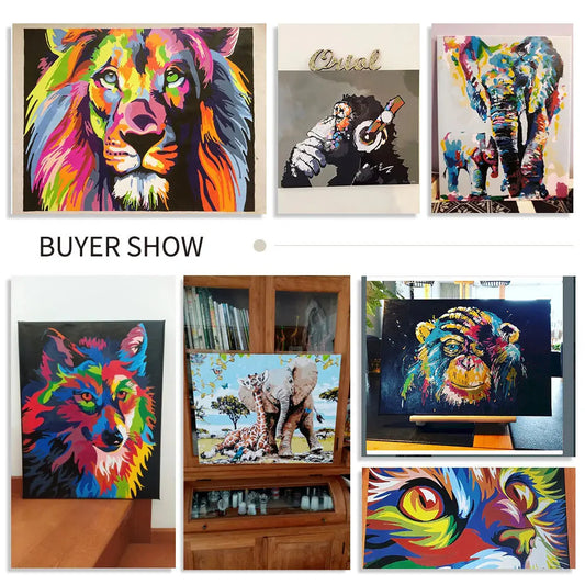 Diy Paint By Numbers For Adults Beginners Wolf Animals Acrylic Painting By Number Kits Home Decoration Framelessless