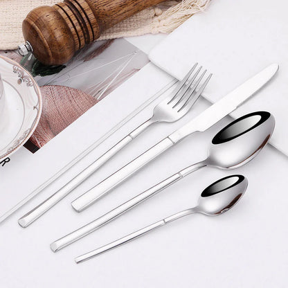 Elegant Thin Silver Cutlery Set - Mirror Polished Stainless Steel Tableware