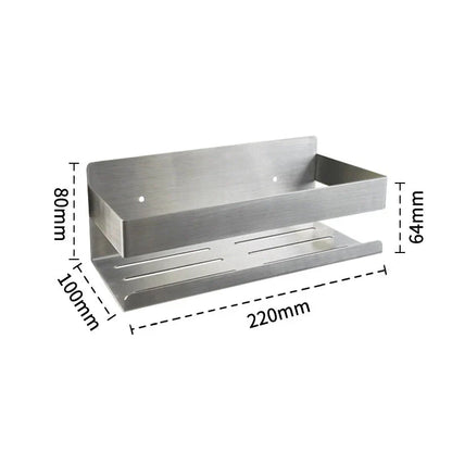 Stainless Steel Shower Shelf Without Drilling Wall Mounted Shower Caddy Basket with Hooks for Bathroom Kitchen Shelf Organizer