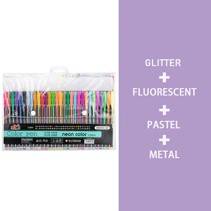Kit 60 Colored Gel Pen Set, Glitter Metallic Pastel Neon Pen 12 24 36 48 Colors