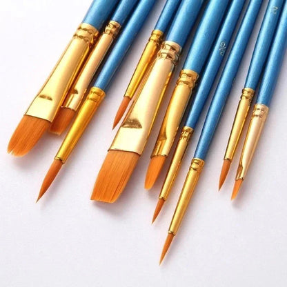 Arts Painting Set,10pcs Nylon Paint Brushes & 12 Colors Art Paint for Children Adults , Art Supplies
