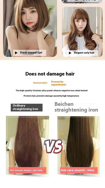 Dual Use Hair Straightener Curling Iron 4 Temperature Settings Portable Styling Tool for Straightening Curling Air Bangs