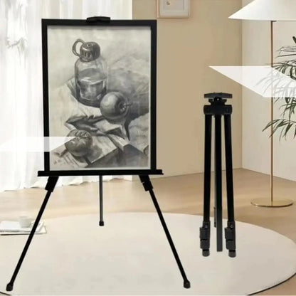 Adjustable Sketching Easel Black Silver Aluminum Alloy Sketch Drawing Easel Triangle Tool Shelf Travel Easel Art Supplies