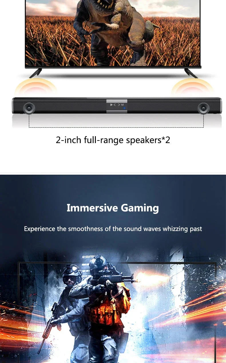 2025 6D surround sound home theater speaker system mobile phone bass wireless Bluetooth speaker long TV soundbar speaker TF/AUX