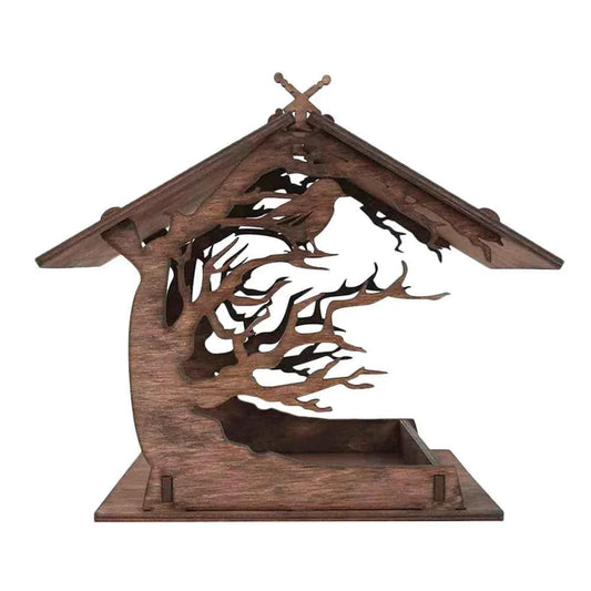 1Set Bird Feeder Wood House Feeder Outdoor Garden Nest Home Decorative Durable Bird Feeding Container for Backyard
