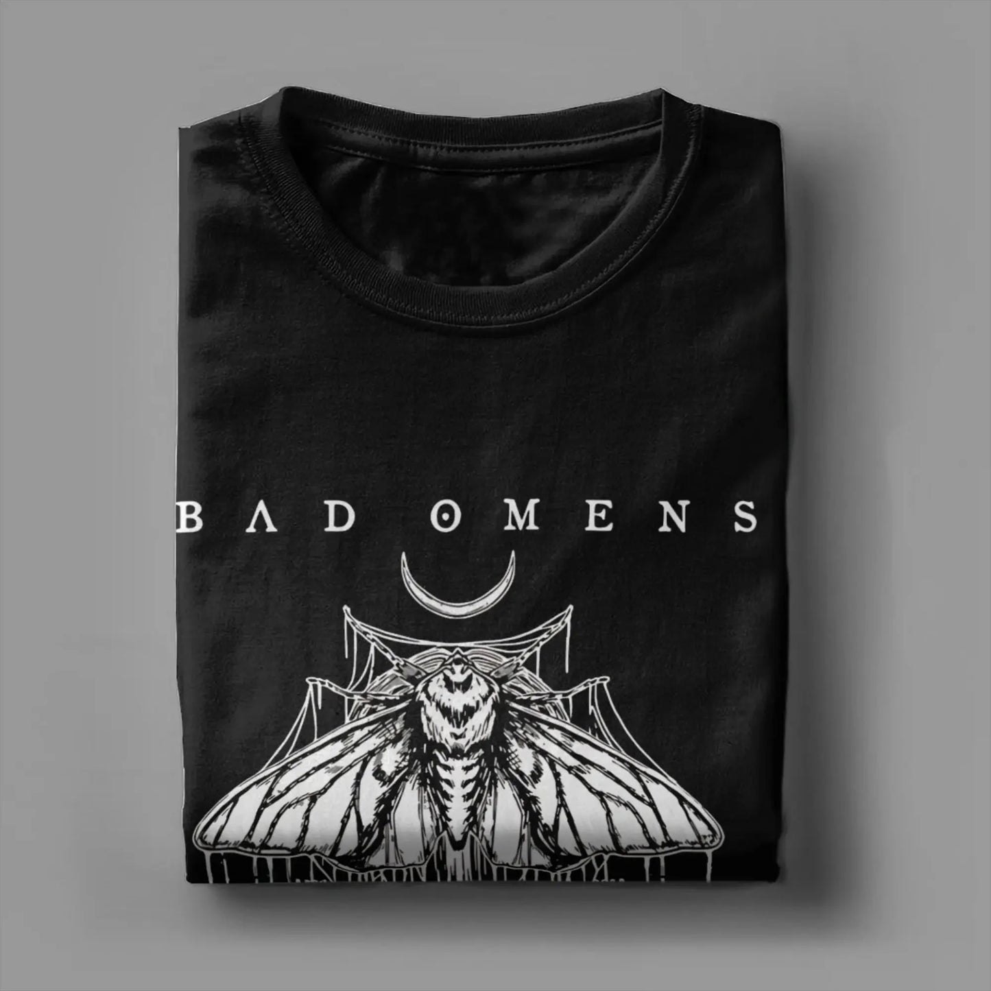 Men's T-Shirts Bad Omens Moth Casual 100% Cotton Tee Shirt Short Sleeve  T Shirt Round Collar Tops Big Size