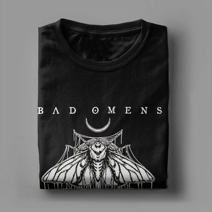Men's T-Shirts Bad Omens Moth Casual 100% Cotton Tee Shirt Short Sleeve  T Shirt Round Collar Tops Big Size