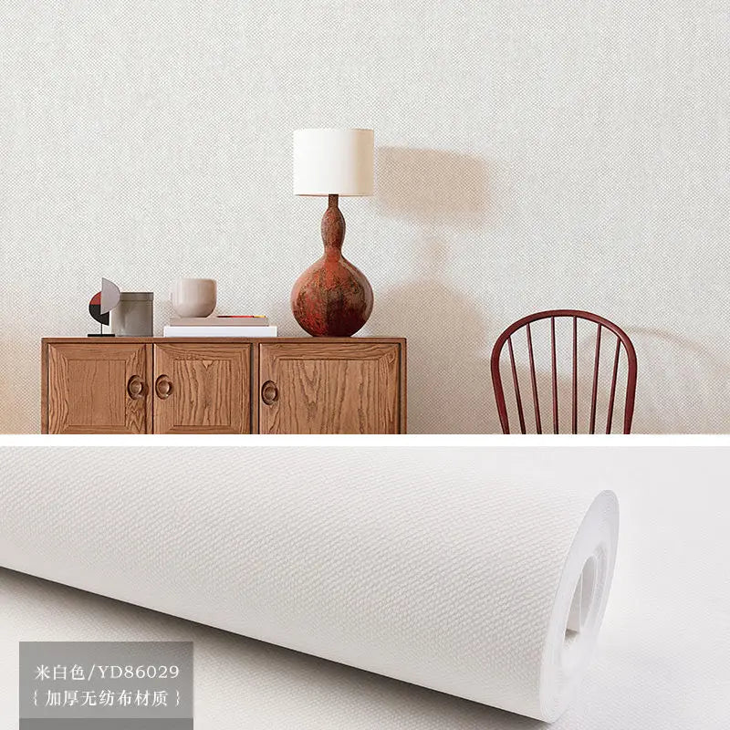 Modern Nordic Linen Textured Wallpaper – Eco-Friendly Non-Woven Solid Color Wall Covering