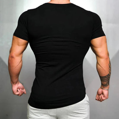Mens Running Sport Slim Fit T-shirts Summer Cool Cotton Breathable Short Sleeve Clothing Gym Bodybuilding Fitness Muscle Shirts