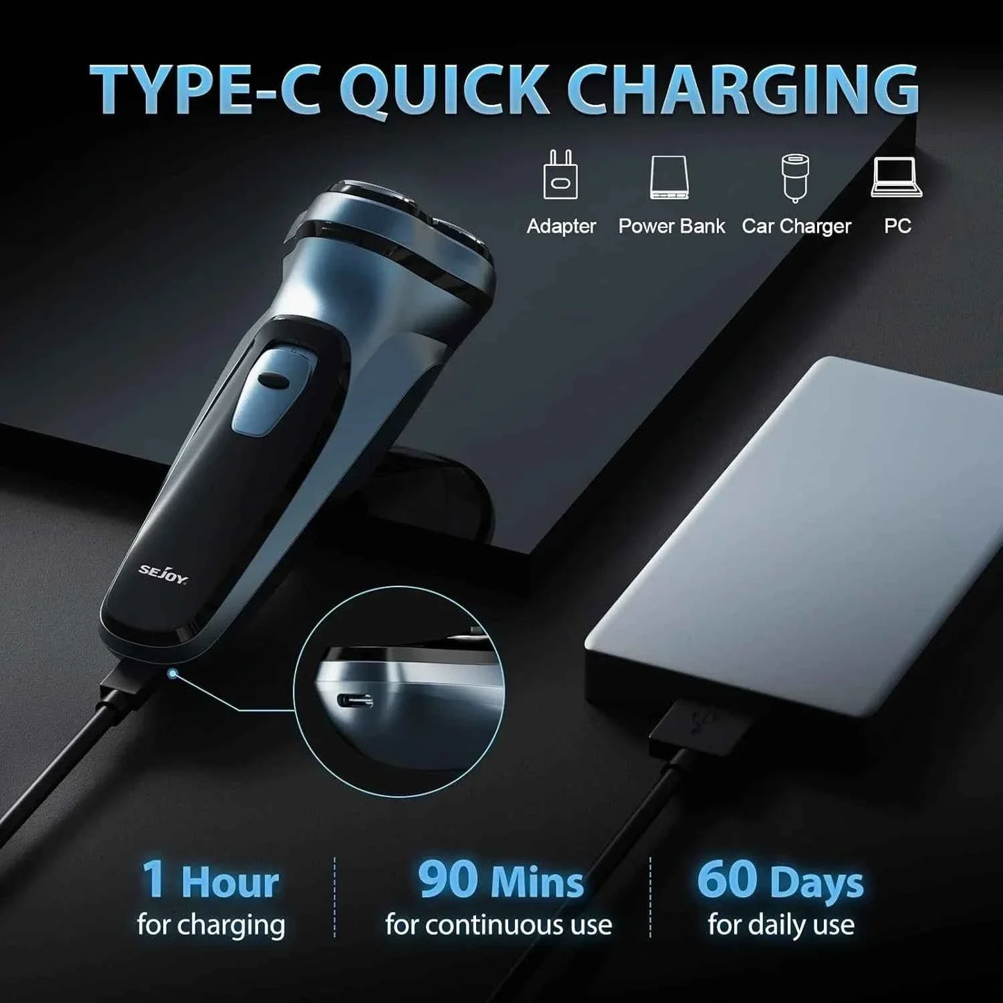 Sejoy Electric Razor for Men Rechargeable Electric Razor Shaving Machines  Mens Electric Shavers,