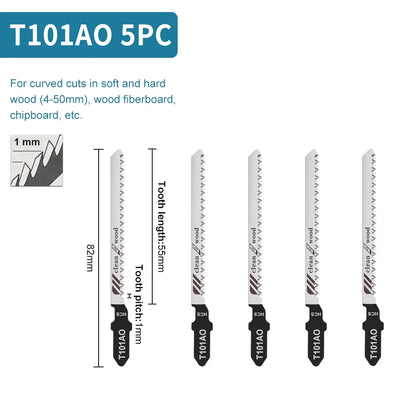 Premium T-Shank Jigsaw Blade Set - Multi-Material Cutting Kit for Wood, Plastic, and Metal - Compatible with Bosch/DEWALT/Makita