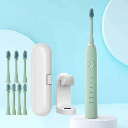 6 Modes Electric Sonic Toothbrush USB Rechargeable for Adults Ultrasonic Tootbrush with 4/8 Replacement Heads Smart Timer IPX7