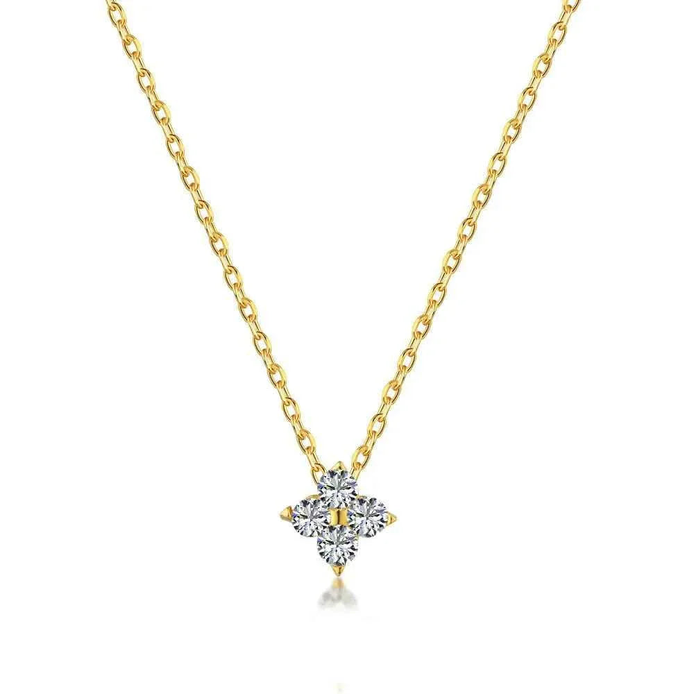 New Stainless Steel Zircon Necklaces for Women 18K Gold Plated Four Leaf Grass Collar Chain Necklace Luxury Jewelry Gift