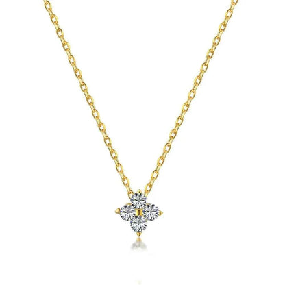 New Stainless Steel Zircon Necklaces for Women 18K Gold Plated Four Leaf Grass Collar Chain Necklace Luxury Jewelry Gift