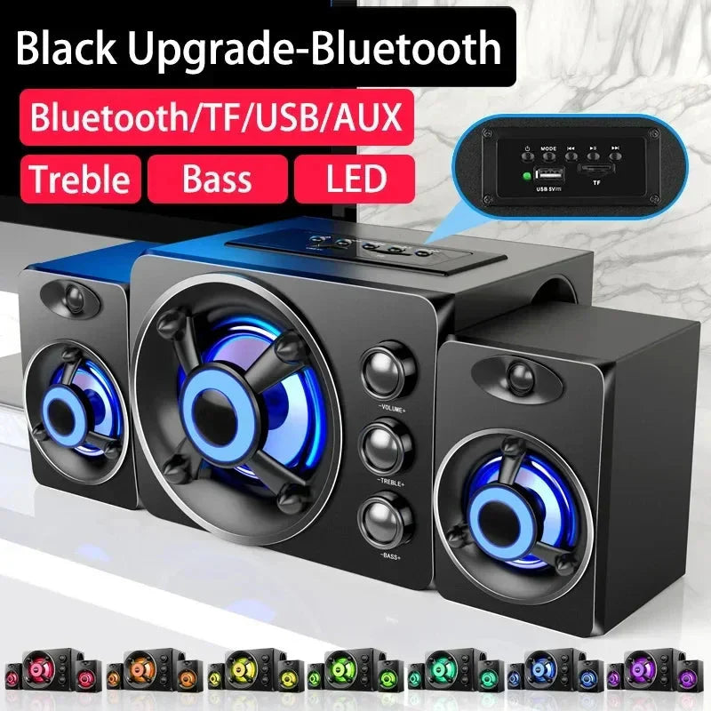 HIFI 3D Stereo Speakers Upgrade With LED Light AUX USB Wired Wireless Bluetooeh 5.0 Audio Home Theater Surround Sound Bar TV