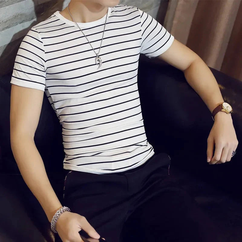 MRMT 2026 Brand New Mens T-Shirts Striped Men T Shirt Short-Sleeved Man Stripe T-shirt For Male Clothing Round-Collar Tops Tees