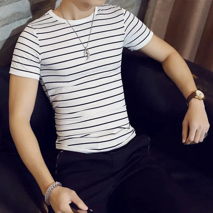 MRMT 2026 Brand New Mens T-Shirts Striped Men T Shirt Short-Sleeved Man Stripe T-shirt For Male Clothing Round-Collar Tops Tees