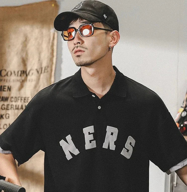 Mens T-shirt Motorcycle Tops Alphabet Polo Shirts Spliced Male with Collar Tee New & Tees Wholesale Short Quarter Sleeve 5xl Hot