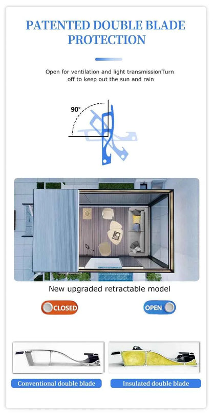 VMotorized Retractable Roof Pergola - Automatic PVC Gazebo & Metal Folding Roof System