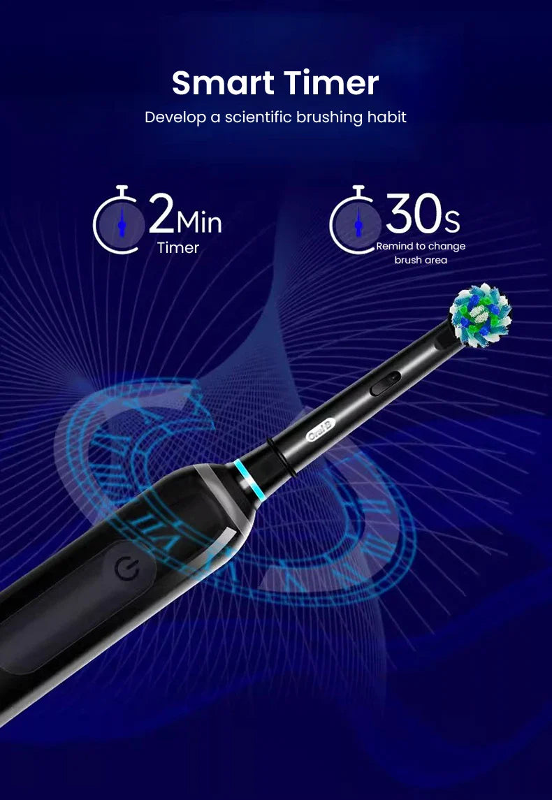 Oral B Pro 4 Ultra Electric Toothbrush 3D Rotation Rechargeable Teeth Brush Pressure Sensor 4 Brushing Modes 2 Min Timer