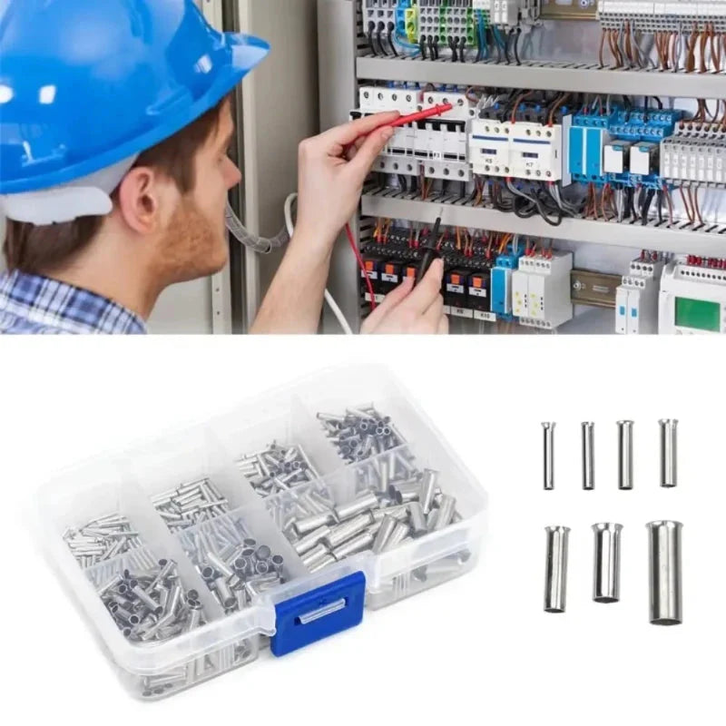 600/700pcs Bare Terminal Tubular Wire End Ferrules Mix Size Uninsulated Cable Sleeves Simple for Wire Connection Pin Crimp