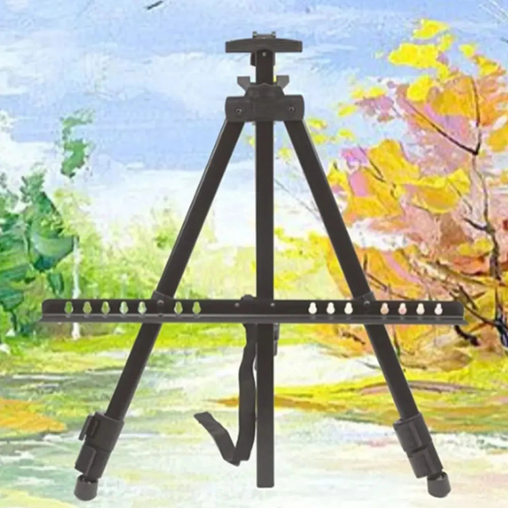 Adjustable Sketching Easel Black Silver Aluminum Alloy Sketch Drawing Easel Triangle Tool Shelf Travel Easel Art Supplies