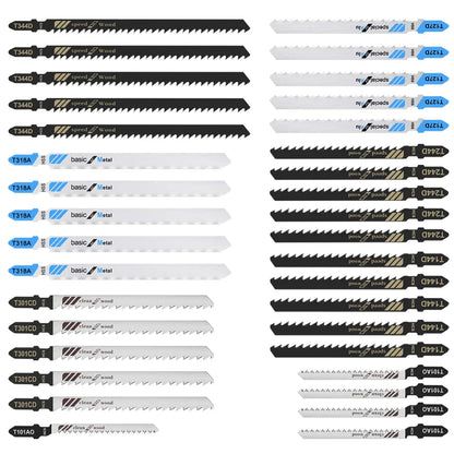 Premium T-Shank Jigsaw Blade Set - Multi-Material Cutting Kit for Wood, Plastic, and Metal - Compatible with Bosch/DEWALT/Makita