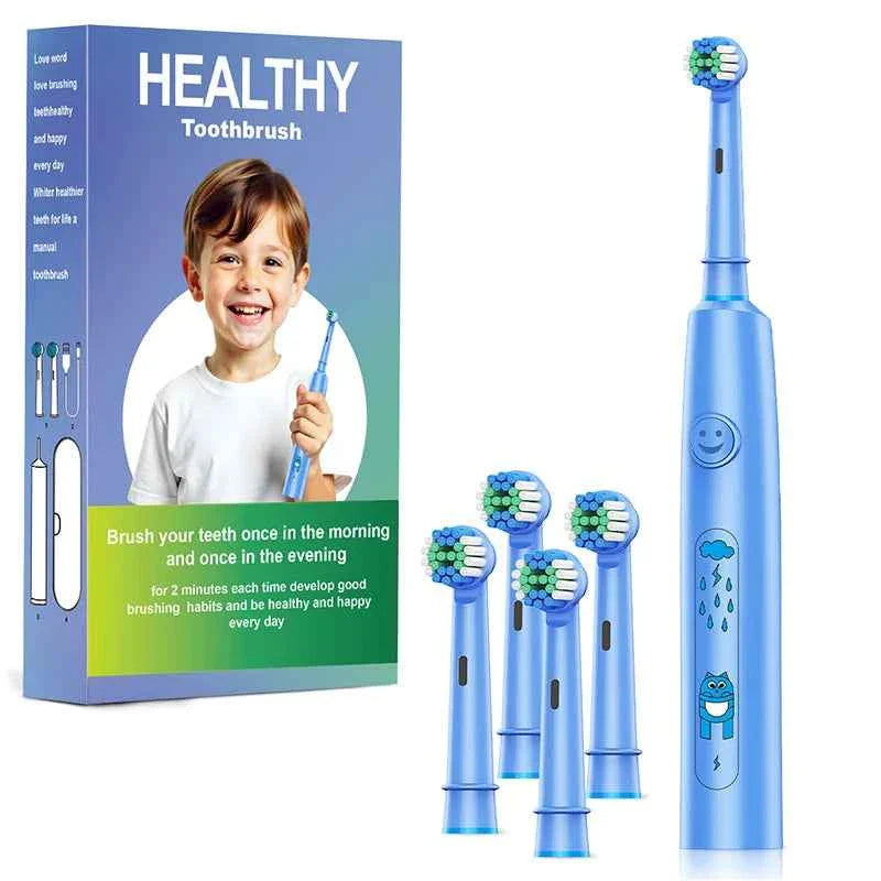 Kids Sonic Electric Toothbrush Child Cartoon Smart Round Head Rotating Electric Toothbrush Cleaning Soft Ultrasonic Tooth Brush