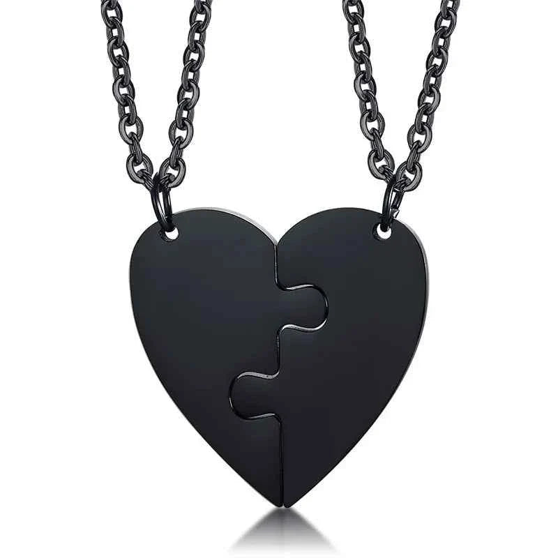 Custom Engrave BFF Friendship Necklaces for 2 Best Friends Gifts, Couple Heart Love Forever Pendant Female BFF Necklaces Set