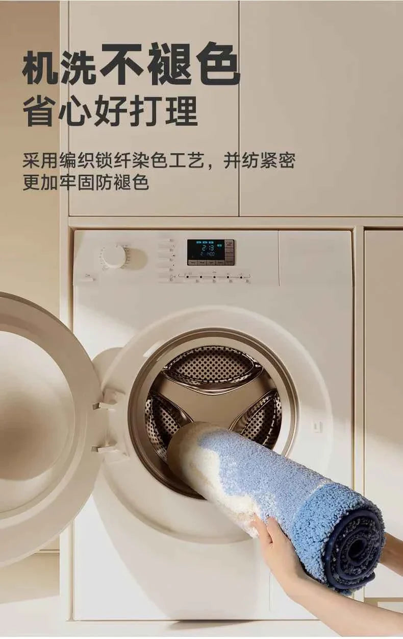 Bathroom Mat, Absorbent Anti Slip, Dirt Resistant Door Mat for Bathroom Entrance,Foot Mat, Flocking, Wave Shaped,Home Decoration