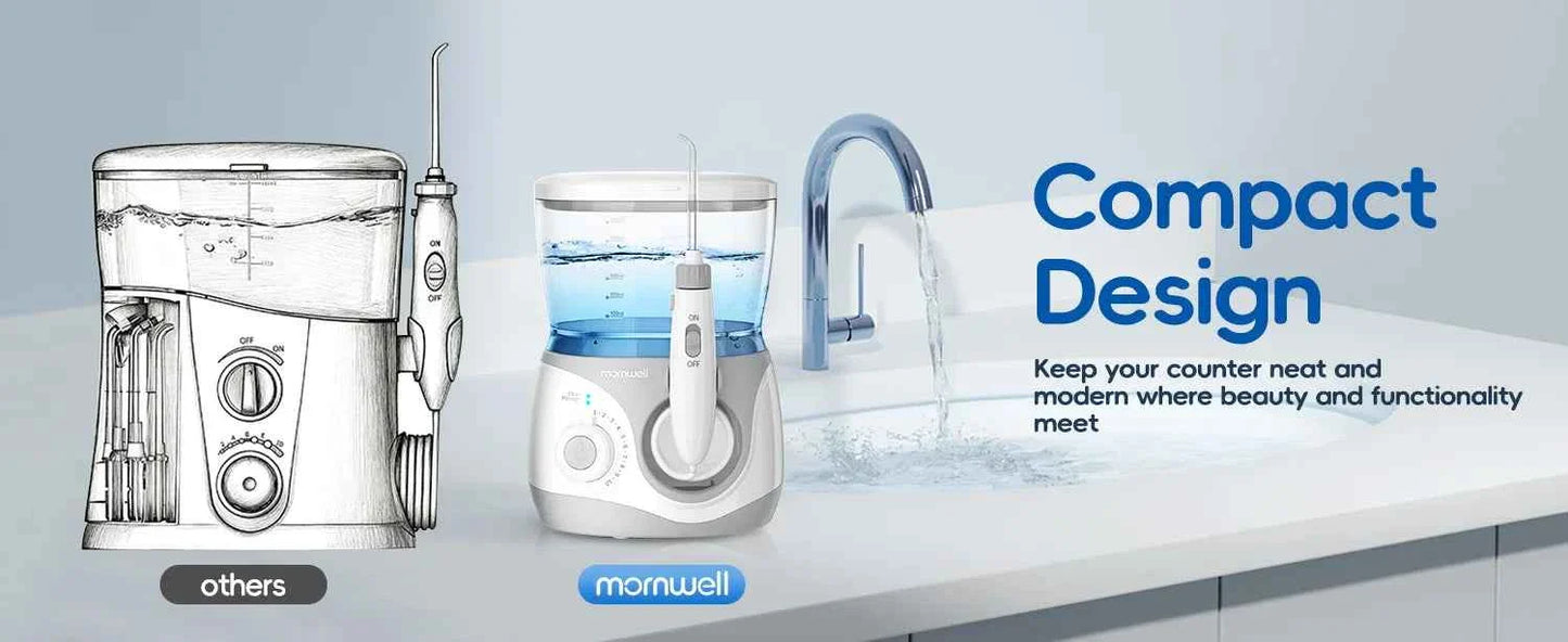 Home Water Flosser, 600 ml Large Capacity,10 Adjustable Pressures,6 Home Nozzles Professional Oral Irrigator for Teeth Clean