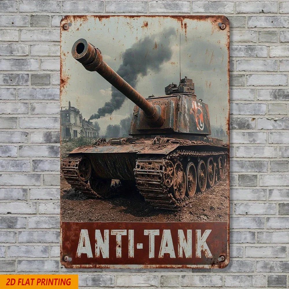 Vintage German Tiger Tank Aluminum Metal Sign - Rustic Wall Art for Home, Bar, Cafe, Garage - 8x12 Inch Gift for Military Fans