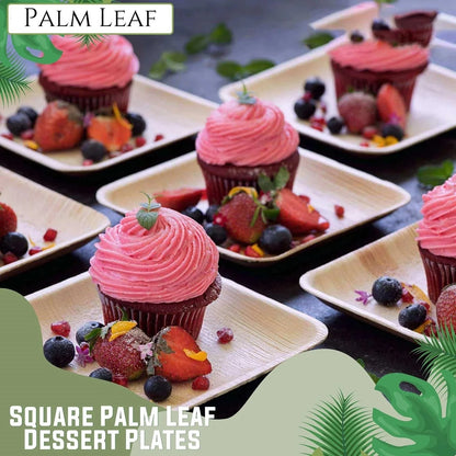 25PCS 6in/8in/10in Disposable Palm Leaf Plate Square Dessert Plates Eco-friendly Bamboo Like Plates Wedding Party Birthday