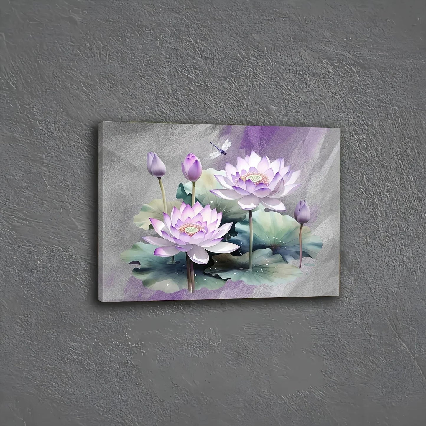 Charming Purple Flower & Green Leaf Canvas Wall Art - Framed Home Decor for Living Room, Bedroom, Kitchen, 11.8x15.7 inches